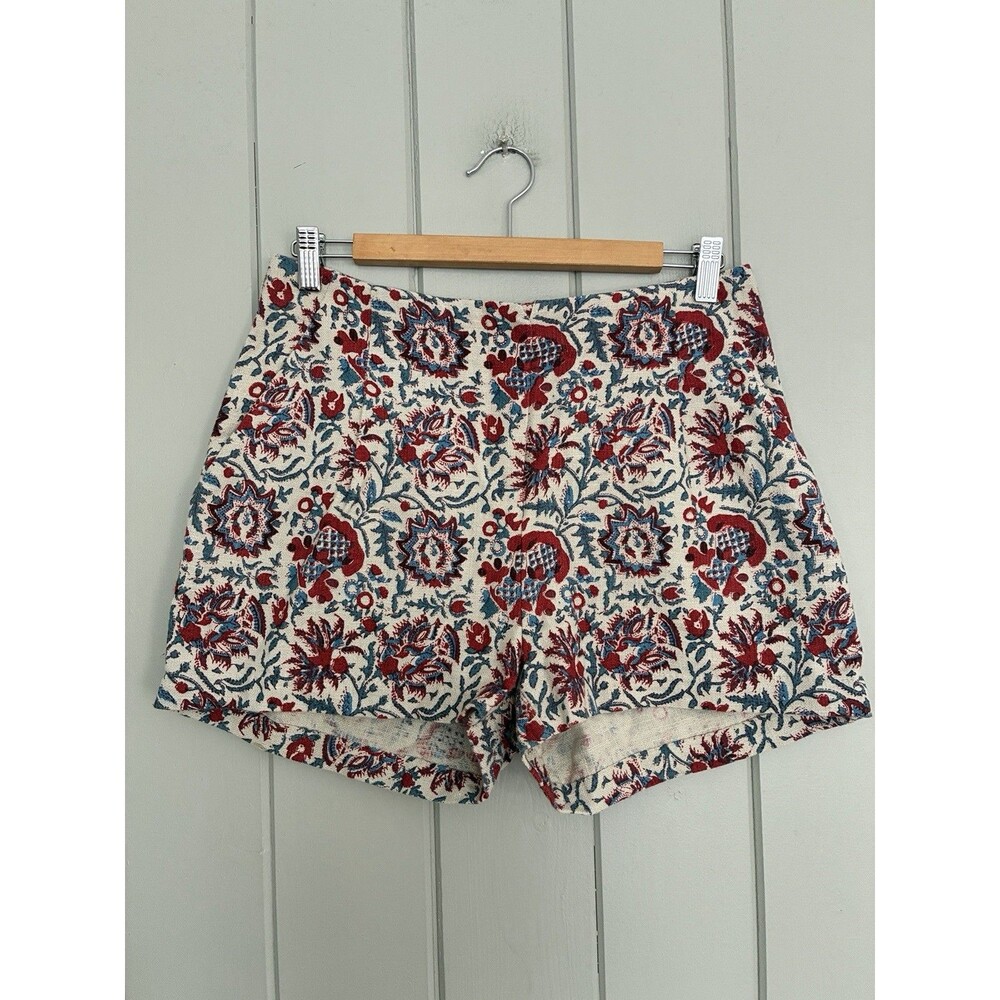 Antik Batik Bestie Shorts 40/M Blue Red 100% Cotton Paisley Boho Pockets